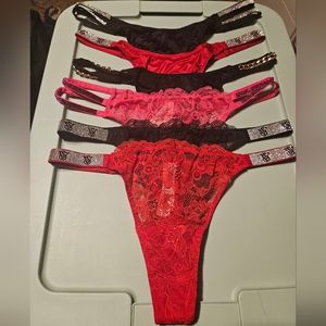 Victoria Secret Shine Strap Thongs  Medium Nwt 6